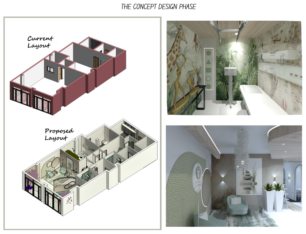 Healthcare interior transformation concept boards