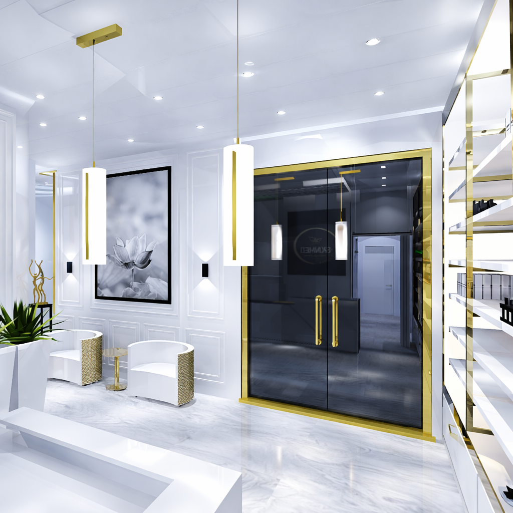 White and gold luxury interior